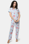 Rosaline Sugar Rush Knit Cotton Pyjama Set - Harbor Blue — thumbnail 4